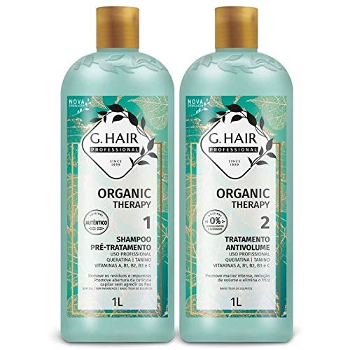 G.Hair Organic Therapy 2L  Tratamiento de queratina brasileña  Alisado progresivo del cabello  Sistema de alisado  Reductor de volumen  100% recto