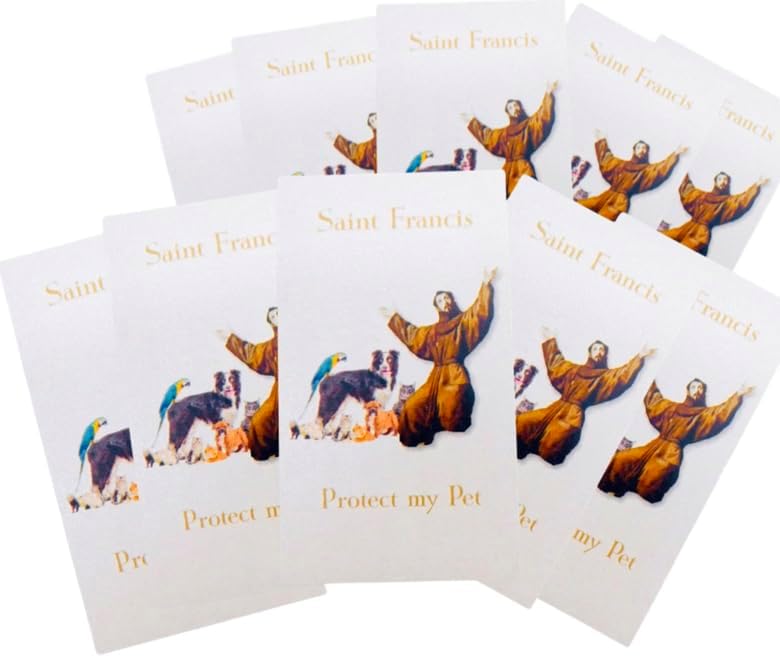 Westmon Works St Francis Holy Card – Paquete a granel de oración a santo patrón católico de los animales, juego de 10