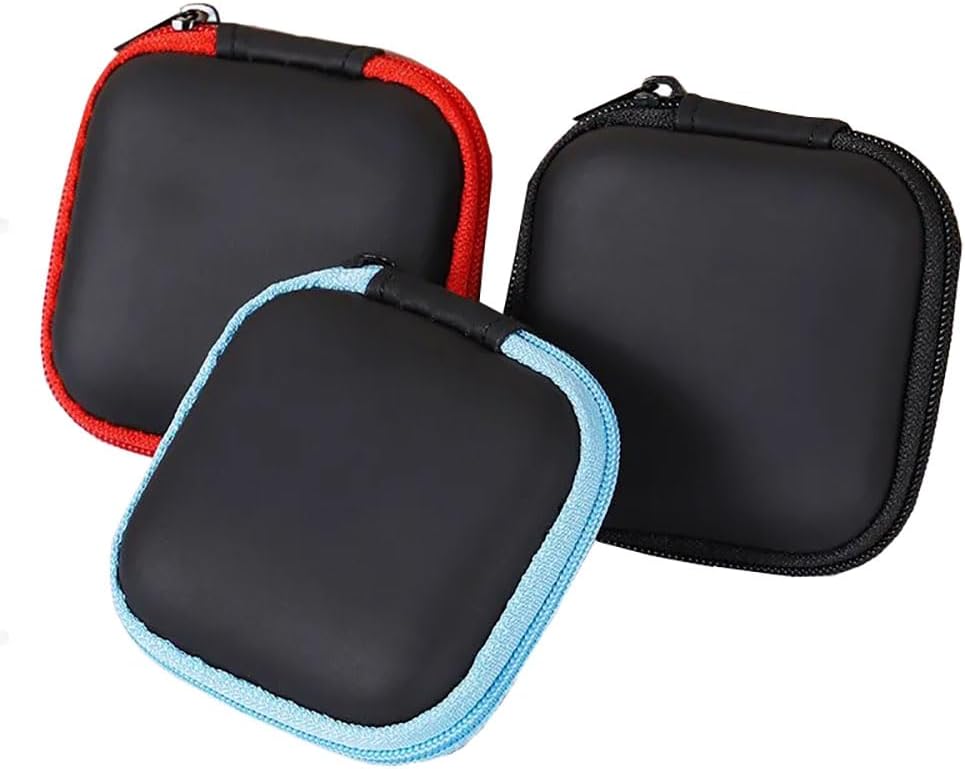 Paquete de 3 bolsas de transporte para auriculares, estuche de almacenamiento duro para auriculares inalámbricos con cable en auriculares para