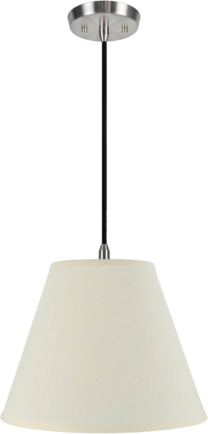 Aspen Creative, 72287-11 Kit de conversión de luz colgante de techo colgante con pantalla de tela imperio de tapa dura, 14 pulgadas de ancho