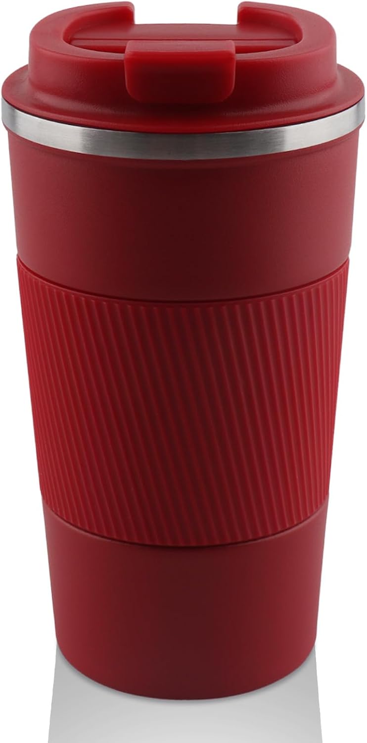 Taza de café de viaje, taza de café de acero inoxidable de doble pared de 17 onzas, vaso con tapa a prueba de derrames para exteriores, oficina,