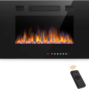 Joy Pebble Insertos de chimenea eléctrica de 30 pulgadas, empotrado en la pared y montado en la pared, calentador de chimenea de 7501500 W, pantalla Joy Pebble Insertos de chimenea eléctrica de 30 pulgadas, empotrado en la pared y montado en la pared, calentador de chimenea de 7501500 W, pantalla