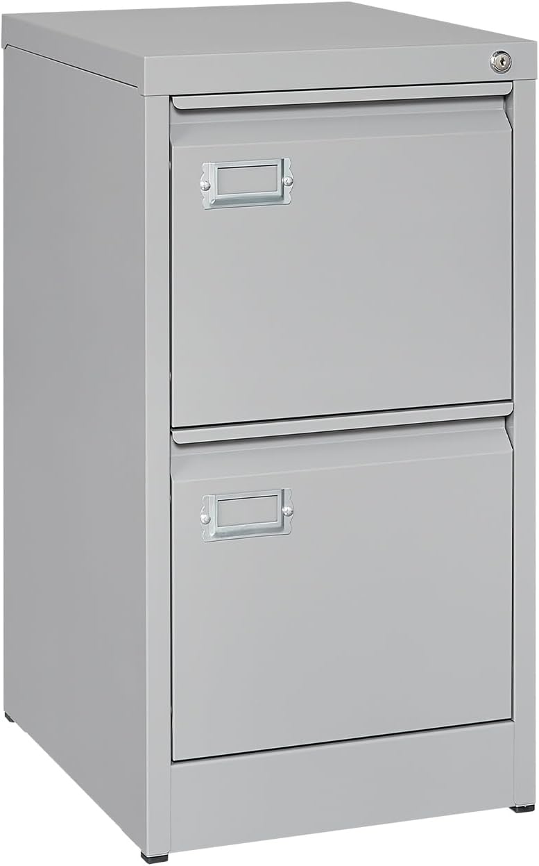 Archivador de 2 cajones, archivador vertical de 16.3 pulgadas de profundidad con cerradura, archivador de metal para oficina en casa, 2 cajones de