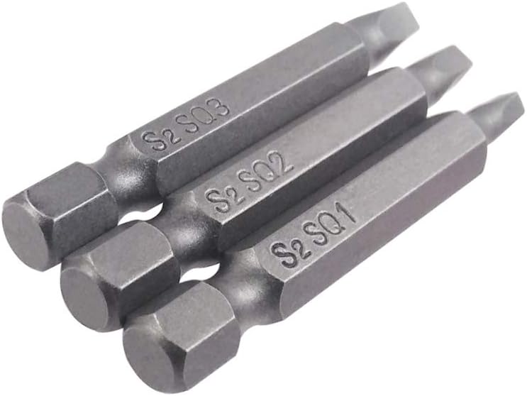 Wolfride Juego de 3 puntas de destornillador de cabeza cuadrada, vástago de 14 pulgadas, juego de brocas cuadradas magnéticas  SQ1 SQ2 SQ3, 2