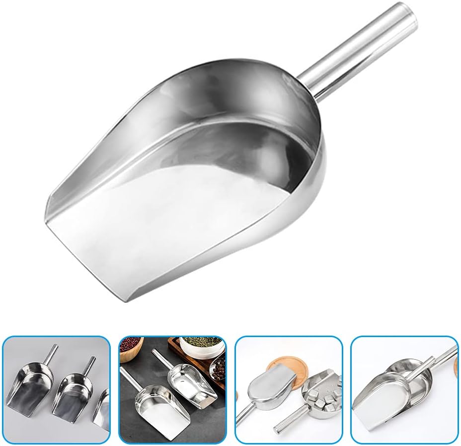 Cuchara de hielo de acero inoxidable para máquina de hielo, cuchara de metal para alimentos, cuchara grande para alimentos, palas de cubo de hielo,