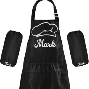Sinestour Delantal y sombrero de chef para perros y niños, juego de 3 delantales de cocina con bolsillos para niña Sinestour Delantal y sombrero de chef para perros y niños, juego de 3 delantales de cocina con bolsillos para niña