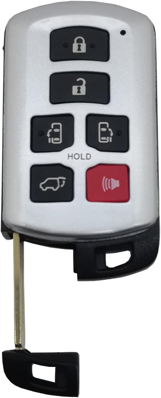Funda para llavero inteligente con control remoto de entrada sin llave para Toyota Sienna HYQ14ADR con llave en blanco (plateado)