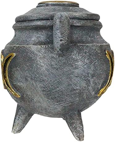 Ebros Gift Witchcraft Wicca Sagrada Triple Luna Femenina Símbolo de Diosa Caldero Cono de Incienso Reflujo Titular Estatuilla de Halloween Oculto
