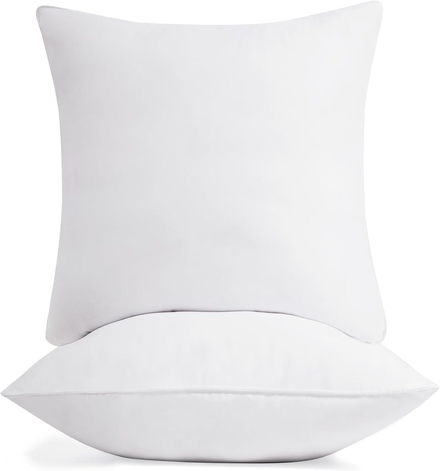 Deconovo Relleno de almohada de 22 x 22 pulgadas, paquete de 2 fundas de almohada blancas para sofá, fundas de almohada suaves y esponjosas para