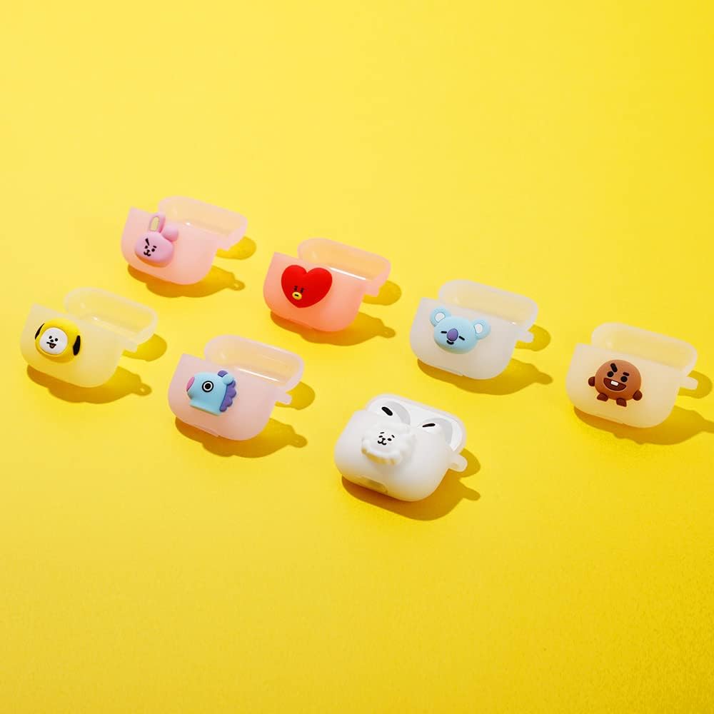 BT21 Funda compatible con Apple AirPods de 3 generación, funda translúcida de gelatina con funda compatible con AirPods 3, carga inalámbrica