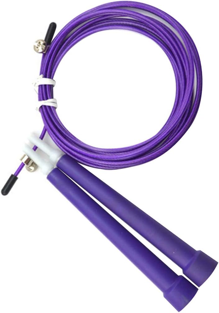 JUSTDOLIFE – Cuerda de fitness para interiores, cuerda de saltar ajustable de alta calidad de 9.84 pies con cable de velocidad rápida y asas de