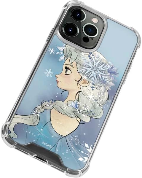 Skinit Funda transparente compatible con iPhone 15 Pro, diseño de retrato lateral de Elsa de Disney con licencia oficial