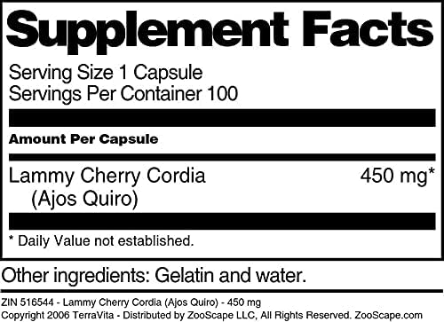 Terravita Lammy Cherry Cordia (Ajos Quiro) – 450 mg (100 Cápsulas, ZIN 516544)