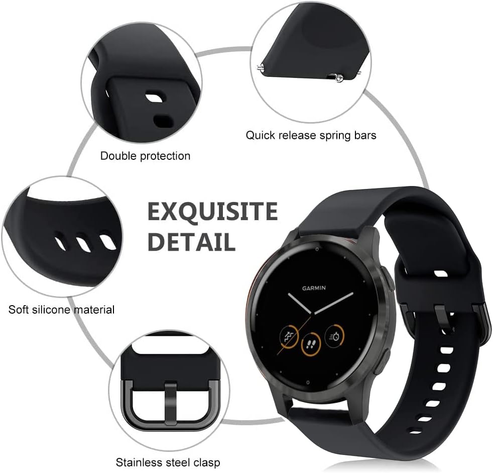 Paquete de 3 correas de reloj compatibles con Garmin Vivoactive 4SVenu 2S  Venu 3SVivomove 3S, 0.71 pulgadas, correa de repuesto de silicona suave
