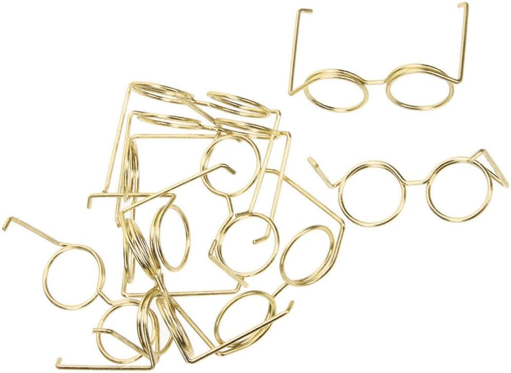 TOYANDONA Mini lentes de muñeca con borde de alambre de metal, sin marco, 10 lentes de sol en miniatura, lentes de vestir para muñecas, gnomos,