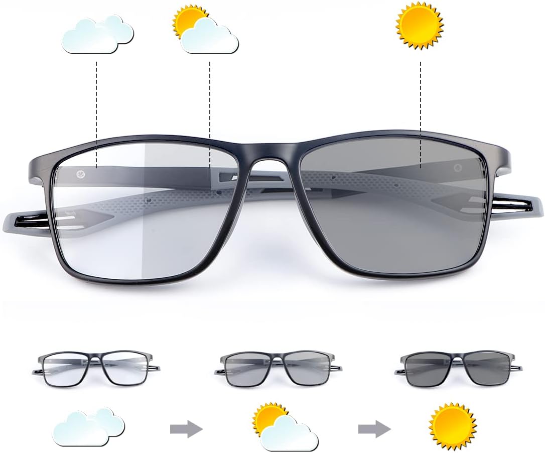Gafas de sol fotocrómicas progresivas de lectura multifocal, transición, anti UV, lentes de bloqueo de luz azul