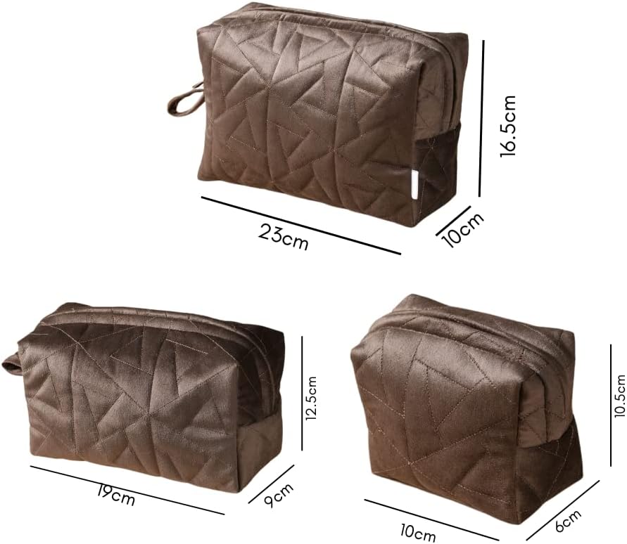 Nestasia Juego de 3 bolsas de viaje acolchadas multiusos, juego de bolsas, bolsas de cosméticos con cremallera, organizadores de maquillaje, juego