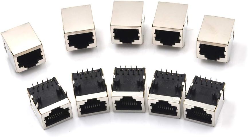10 unidsset red Ethernet blindado RJ45 8P8C solo puerto de red 8P 8C hembra conectores de zócalo 8pin para PCB