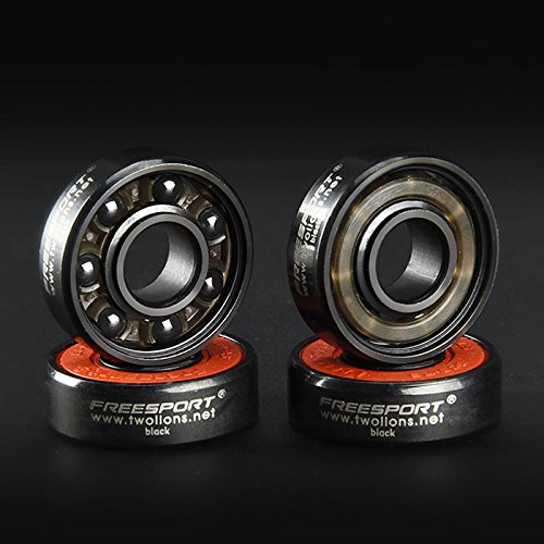 TwoLions High Rev 608RS – Rodamientos híbridos de cerámica negra para patín en línea, monopatín o scooter (paquete de 8)