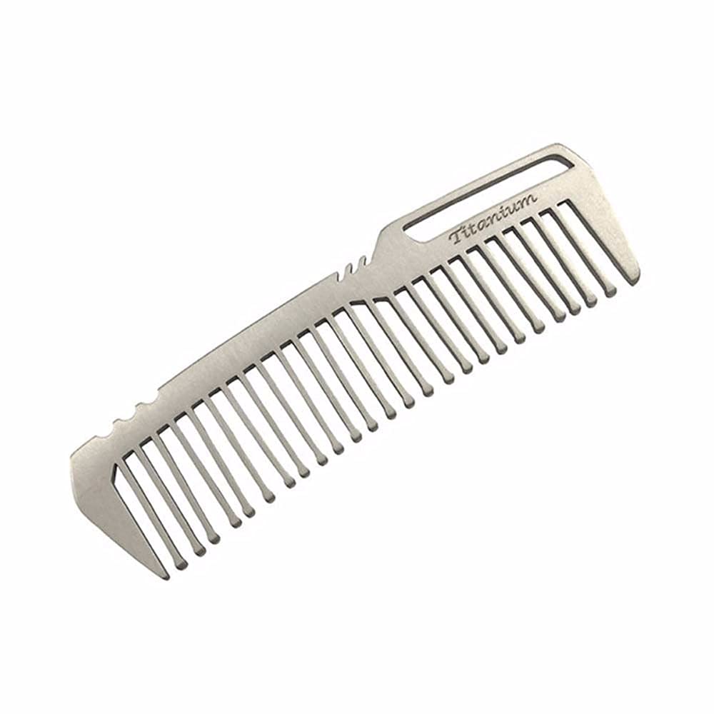 Mini peine de aleación de titanio portátil Antiestático EDC Gear Peines peine de titanio peine Peines de pelo (plata)