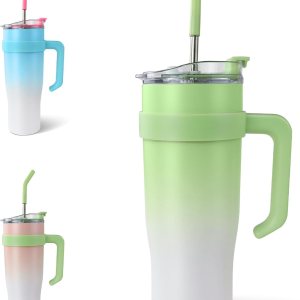 SEYGM – Vaso aislado de 40 onzas con asa a prueba de derrames, botella de agua, taza de café, taza de viaje para automóvil, oficina, deporte, bebida SEYGM – Vaso aislado de 40 onzas con asa a prueba de derrames, botella de agua, taza de café, taza de viaje para automóvil, oficina, deporte, bebida