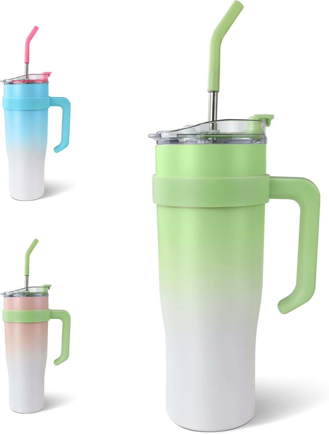 SEYGM – Vaso aislado de 40 onzas con asa a prueba de derrames, botella de agua, taza de café, taza de viaje para automóvil, oficina, deporte, bebida