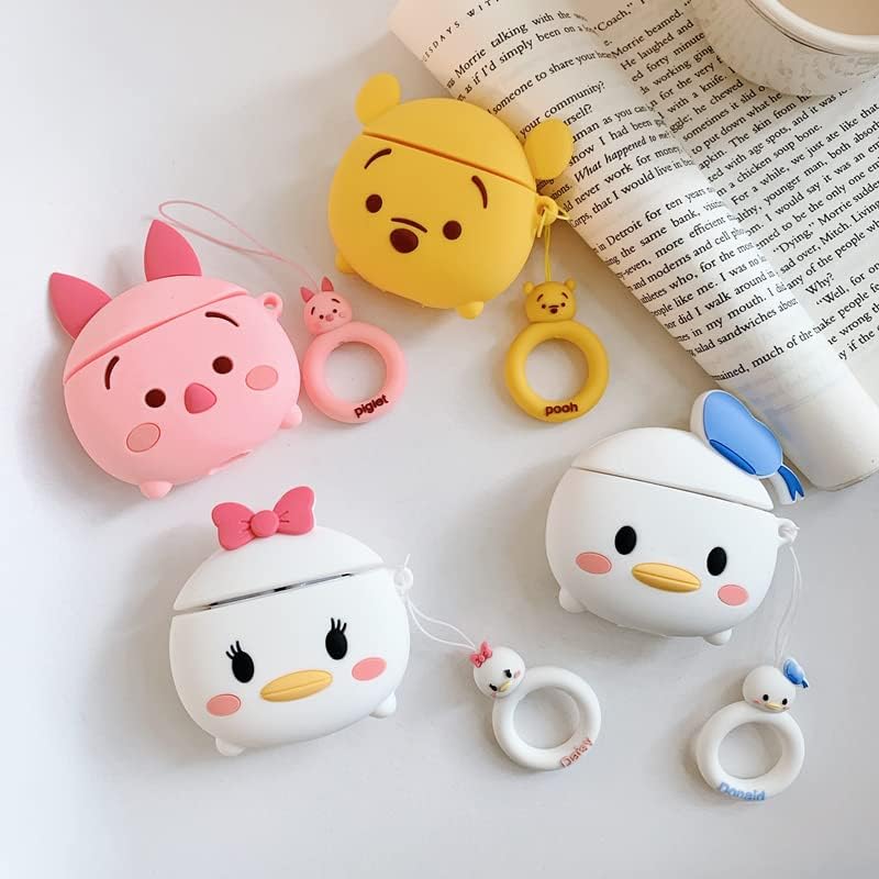 Funda de silicona suave con correa de anillo para Apple AirPods 3 3 generación AirPods3 2021 Daisy Duck Pink Bow 3D dibujos animados animación de