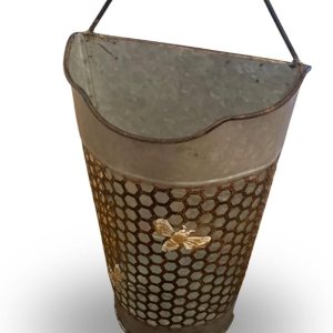 Jarrón de pared de abeja, maceta de pared de metal de 13 pulgadas, maceta de pared galvanizada, estilo granja, jarrones de pared colgantes para Jarrón de pared de abeja, maceta de pared de metal de 13 pulgadas, maceta de pared galvanizada, estilo granja, jarrones de pared colgantes para