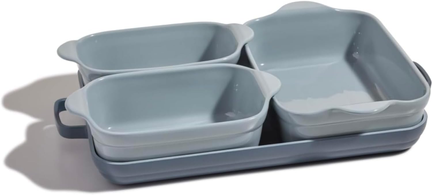 Our Place Ovenware – Juego de 5 piezas antiadherentes, sin toxinas, cerámica, juego de gres con bandeja para horno, panaderos y alfombrilla de horno
