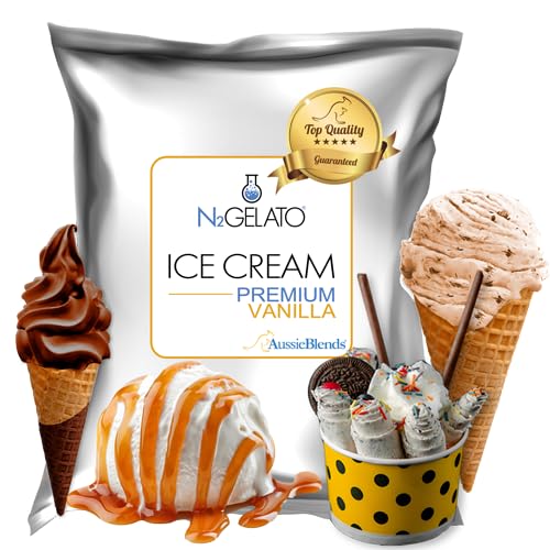 AussieBlends Mezcla de helado lácteo de vainilla prémium en polvo para porción suave, helado, helado enrollado, helado de nitrógeno líquido, helado