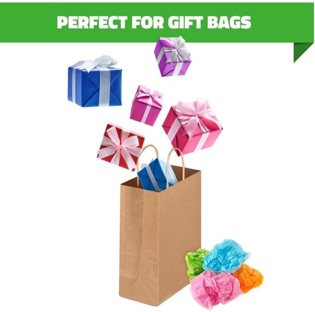 Bolsas de papel kraft marrón a granel con asas (250 piezas) de 5.75 x 3.25 x 8.5 pulgadas, perfectas para compras, comestibles, regalos, bodas,