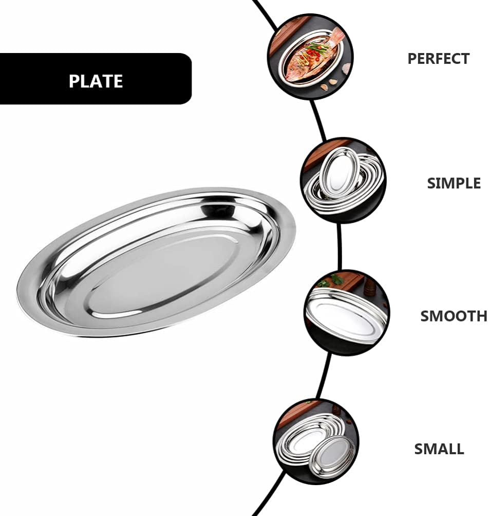 Cabilock 1 plato de decoración de boda cacerola de inducción servidor pescado simple bandeja de metal para servir plato de fiesta con tapa, platos