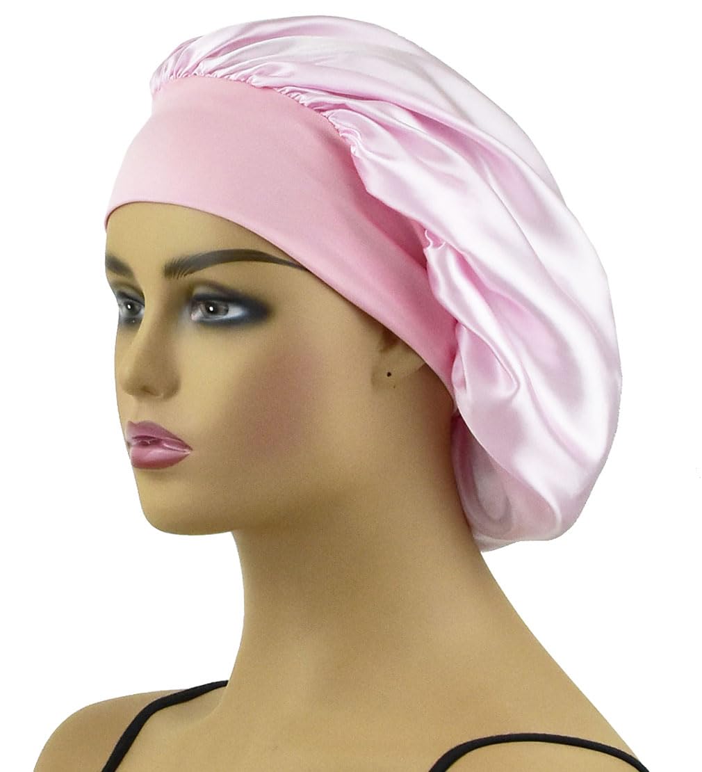 Gorro de satén para dormir, cubierta de cabello rizado, gorro de seda para dormir para mujeres, gorro de seda para dormir, gorra de noche de banda