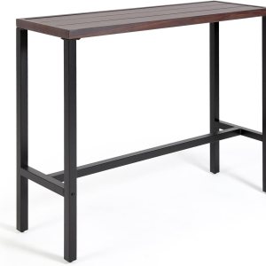 Mesa de barra de altura de mostrador para exteriores, mesa de bar de comedor de 39.4 pulgadas de altura con mesa de metal similar a la madera para Mesa de barra de altura de mostrador para exteriores, mesa de bar de comedor de 39.4 pulgadas de altura con mesa de metal similar a la madera para