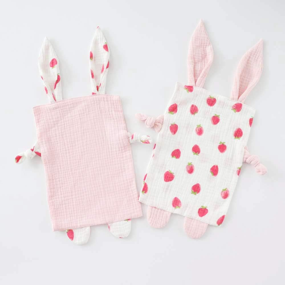 Manta de seguridad de conejo para niños y niñas, de muselina suave y transpirable, toalla calmante para bebé, regalo para recién nacidos, juego de 2