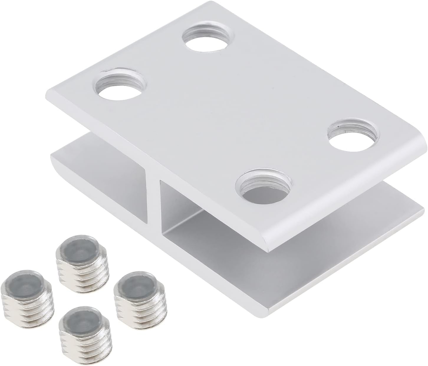 Abrazadera de vidrio, paquete de 2 soportes de estante de vidrio de aleación de aluminio de 180 grados, soporte de vidrio de doble cara para vidrio