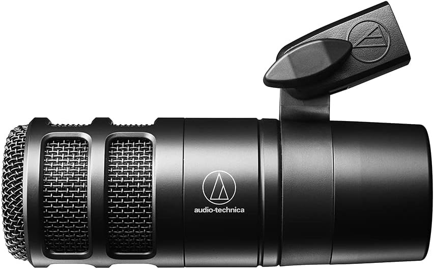 Audio-Technica Micrófono podcast dinámico hipercardioide AT2040 incluido con cable XLR de 20 pies + brazo de micrófono (3 artículos)
