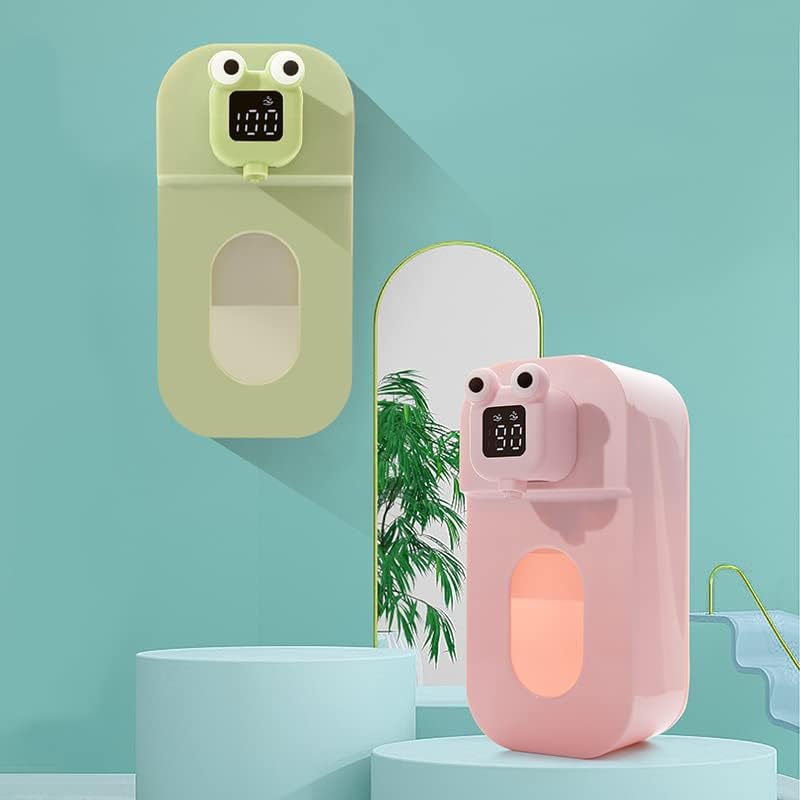 Dispensador automático de jabón para niños, dispensador de jabón espumoso sin contacto de rana verde, impermeable, recargable por USB, dispensador