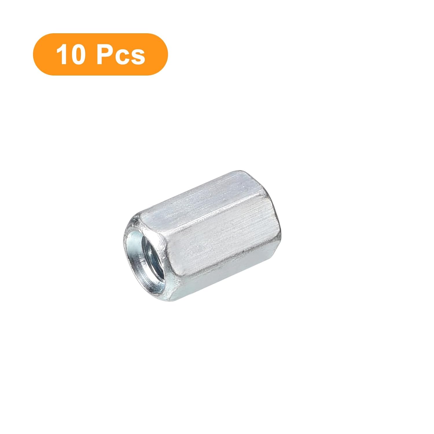 uxcell 10 tuercas de acoplamiento M5x8x12mm – Acoplador de varilla roscada hexagonal de acero al carbono galvanizado para muebles, electrónico,