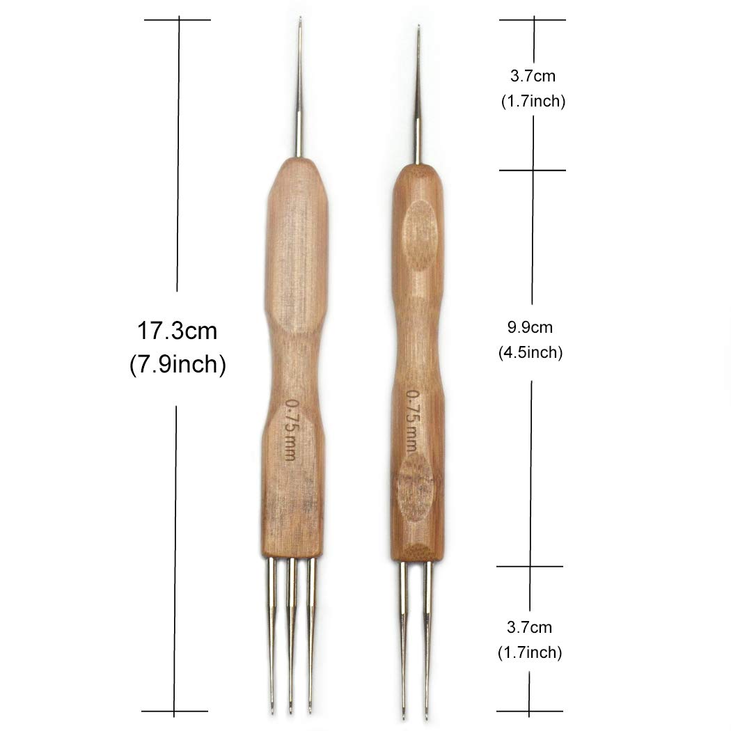 2 ganchos de ganchillo de doble punta para cabello, 1 gancho, 2 ganchos y 1 gancho, herramienta de aguja de rastas de 3 ganchos para trenzas,