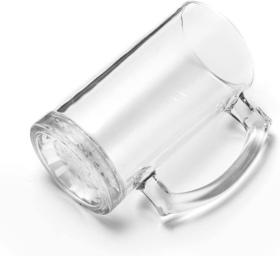 Juego de tazas de cerveza pesadas, tazas de vidrio de 16 onzas con asa, vasos de cerveza para congelador, vasos de cerveza de 16.9 fl oz, jarra