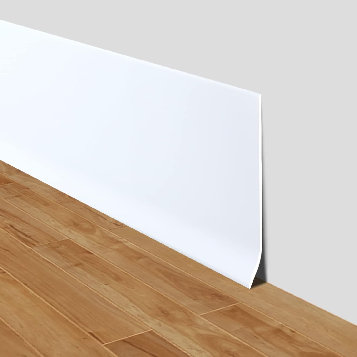 Moldura flexible para zócalo de 4 pulgadas x 60 pies, base de pared de vinilo autoadhesivo para despegar y pegar, base de goma para pared (blanco)