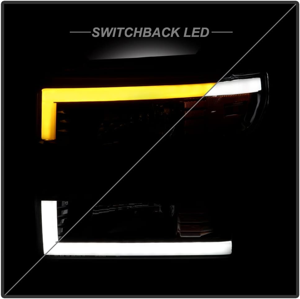 ACANII – Para halógeno sin LED 2019-2021 Chevy Silverado 1500 negro LED SwitchBack Tube Faros delanteros izquierdo y derecho