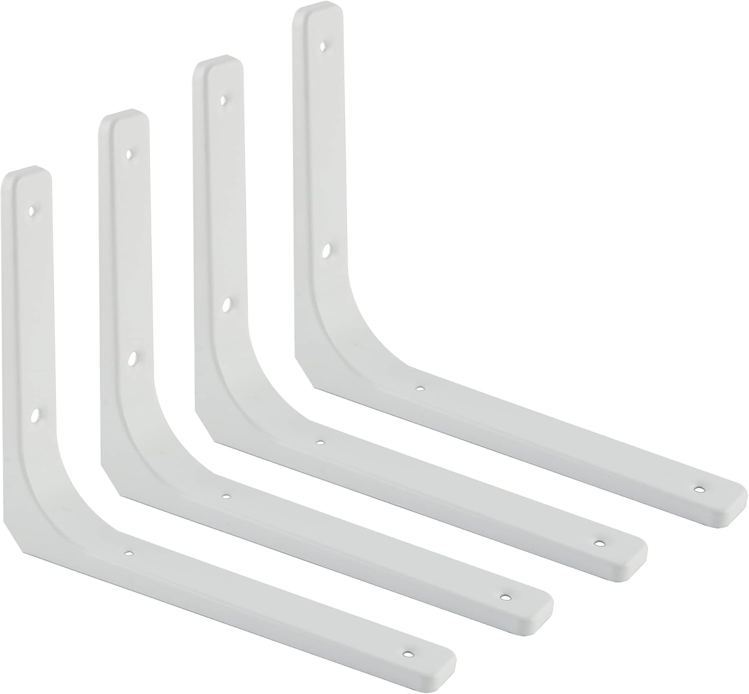 SAYAYO Soporte en L, 10 x 8 pulgadas, soporte de estante de metal de hierro resistente, soporte de esquina decorativo, 4 unidades, blanco brillante