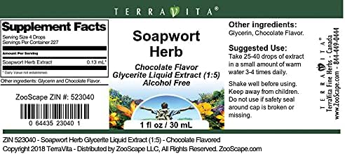 TerraVita Soapwort Hierba Glicerita Extracto Líquido (15) – Sabor Chocolate (1 oz, ZIN 523040)
