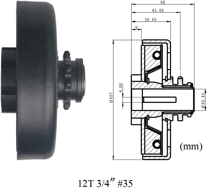 MOOSUN Embrague centrífugo 34 “Diámetro #35 Cadena 12T para GO Kart Mini Bike Motor 34 Bar