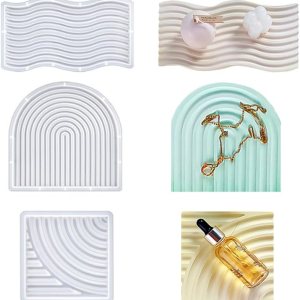 Juego de 3 moldes de resina de silicona, moldes geométricos de silicona, molde de contenedor de resina en forma de arco iris para jabón, velas Juego de 3 moldes de resina de silicona, moldes geométricos de silicona, molde de contenedor de resina en forma de arco iris para jabón, velas