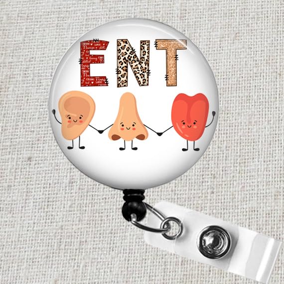 ENT Badge Reel, Ear Nose Throat Badge Reel, ENT Doctor Badge ID Holder, Medical Badge Reel, Nursing Retractable ID Badge Holder, Otorhinolaryngology