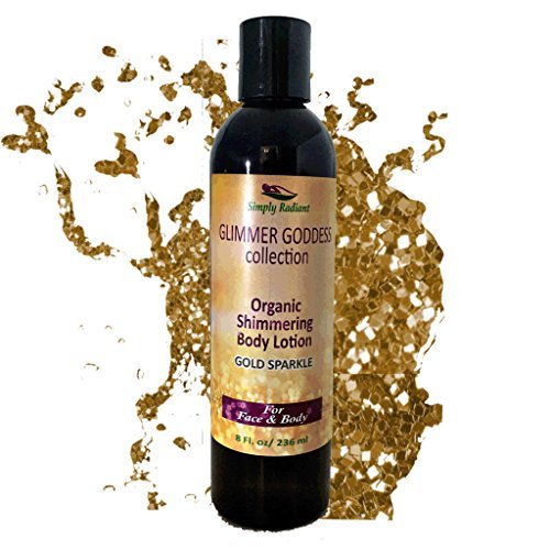 GLIMMER GODDESS Loción corporal orgánica – Sexy Level 2 Gold Shimmer, 8 onzas