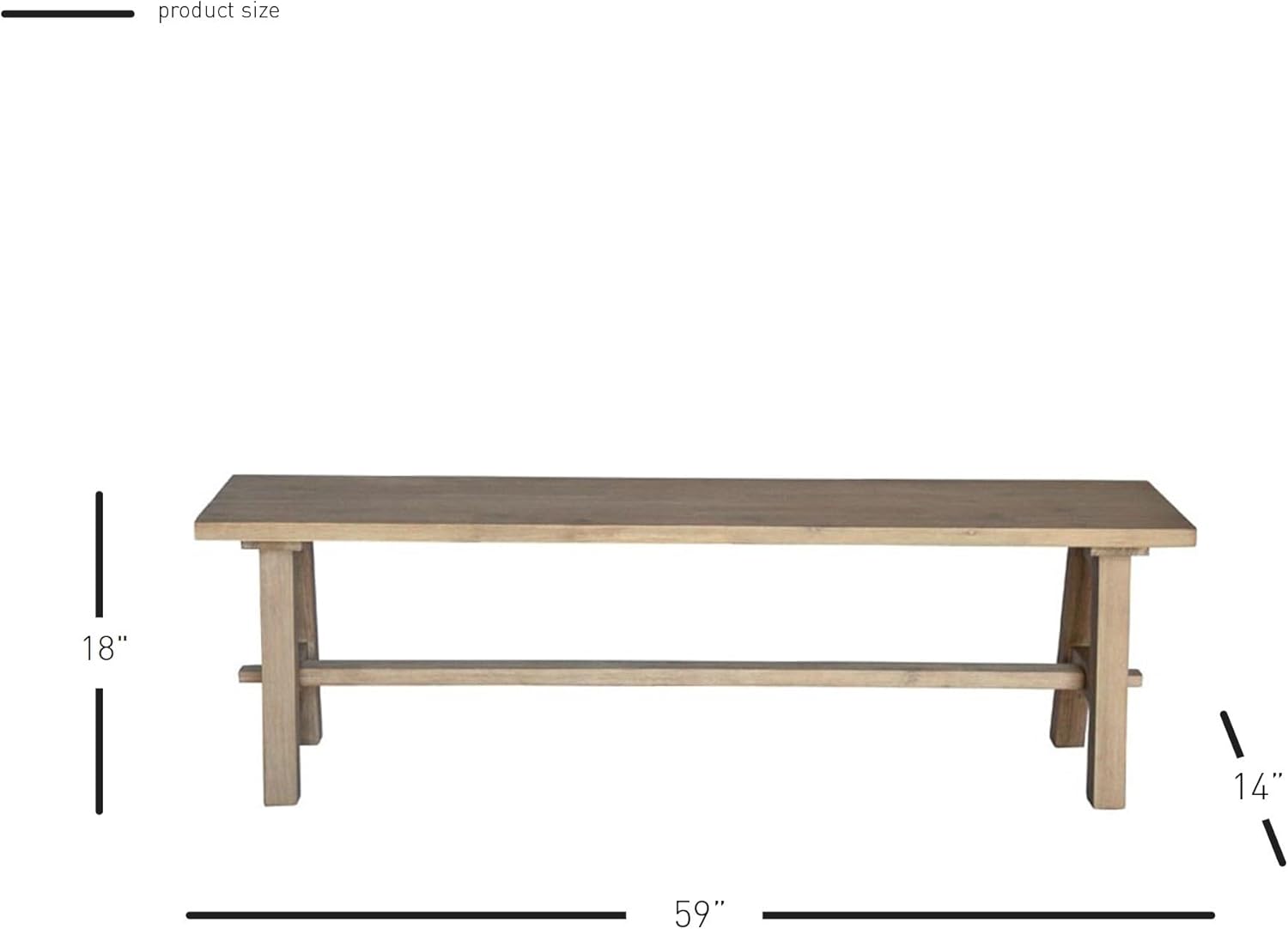 New Pacific Direct Bedford – Banco de comedor de 59 pulgadas, color humo cepillado